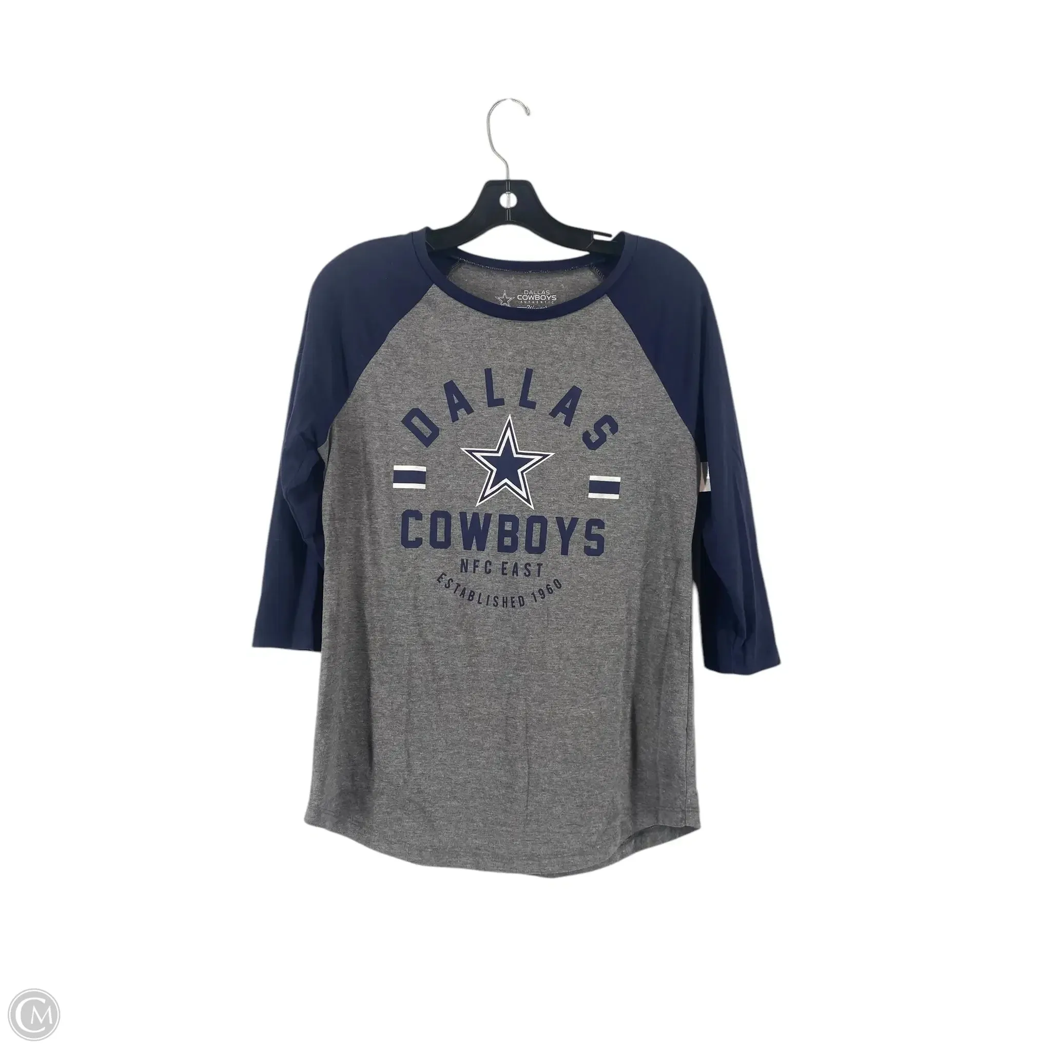 Top 3/4 Sleeve By Clothes Mentor In Blue & Grey, Size: M