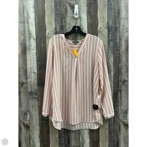 Top Long Sleeve By Adrianna Papell In Pink & White, Size: L