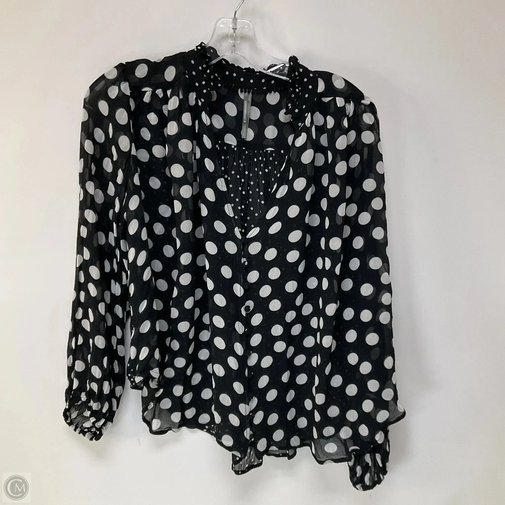 Top Long Sleeve By Anthropologie In Polkadot Pattern, Size: M