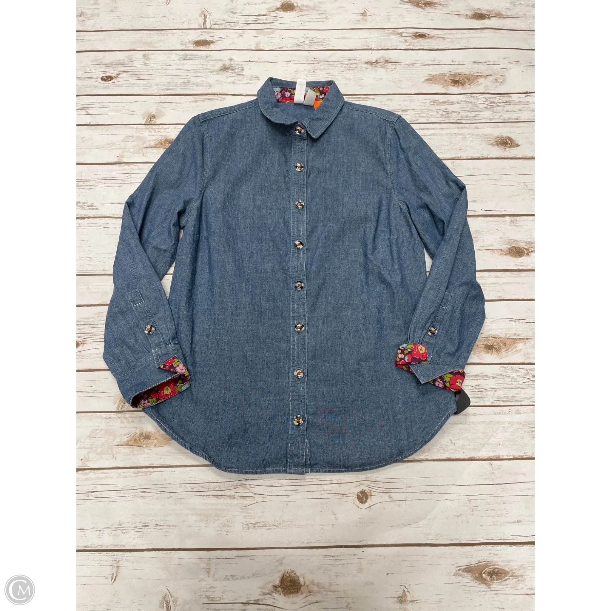 Top Long Sleeve By Cme In Blue, Size: M