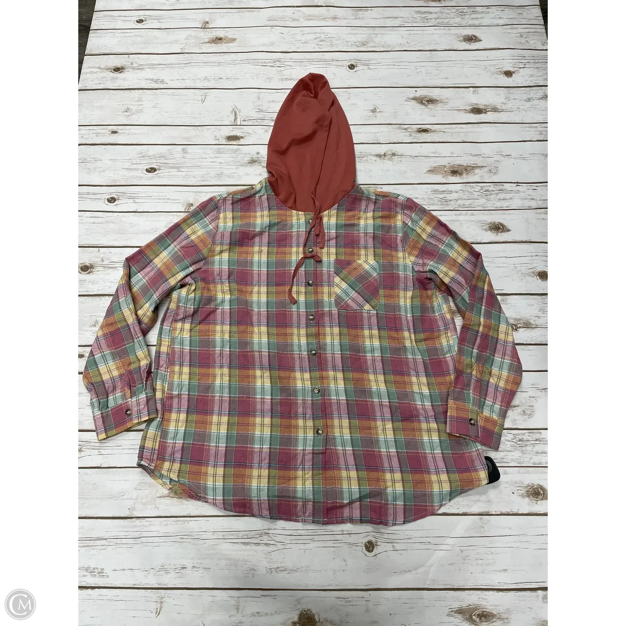 Top Long Sleeve By Cmf In Plaid Pattern, Size: 2x