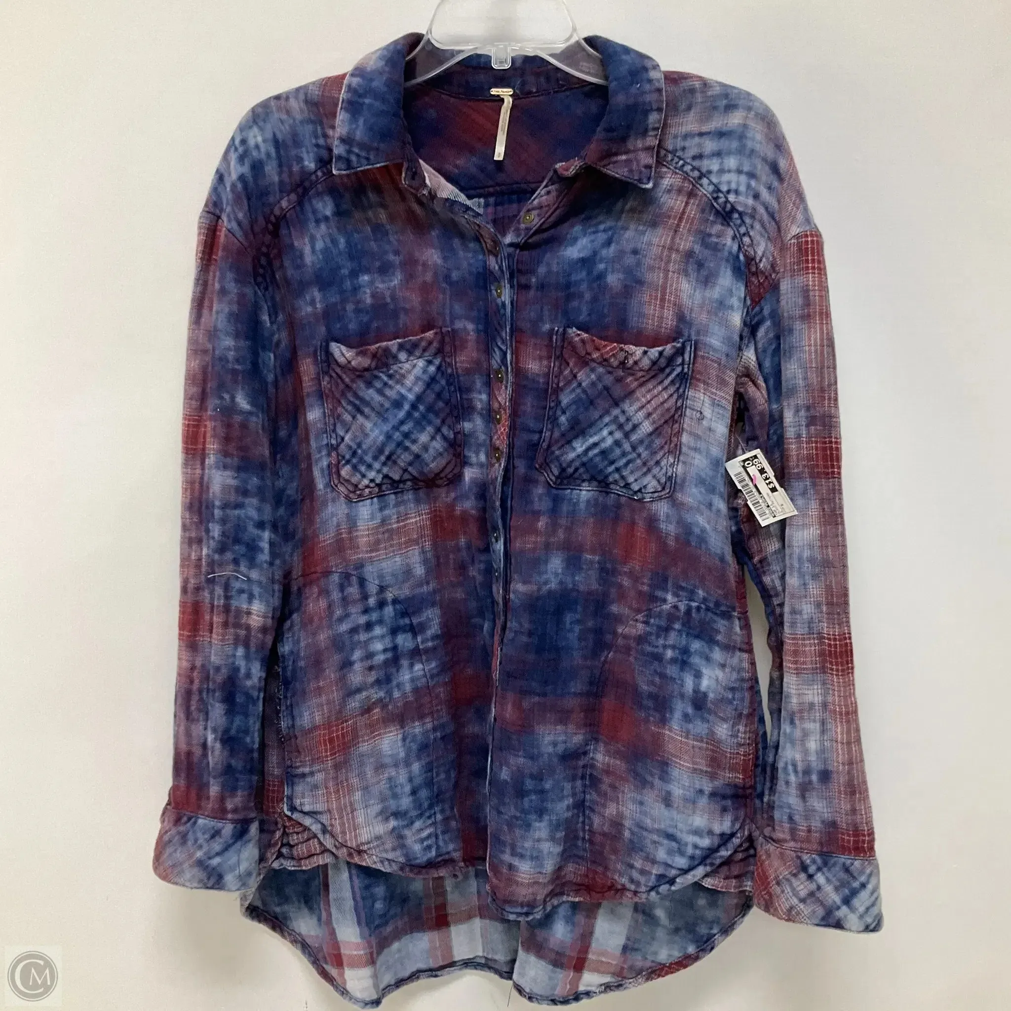 Top Long Sleeve By Free People In Plaid Pattern, Size: S