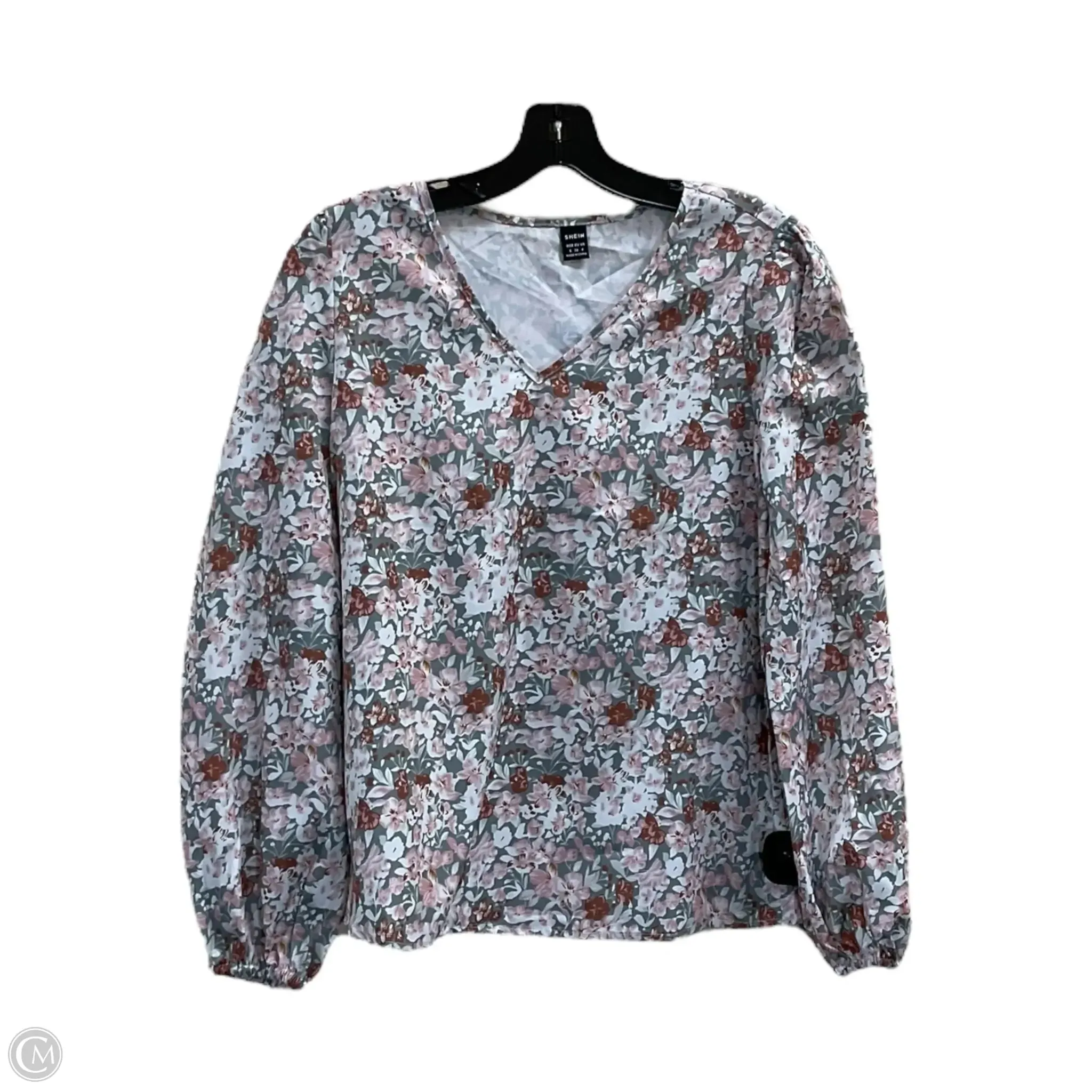 Top Long Sleeve By Shein In Green & White, Size: S