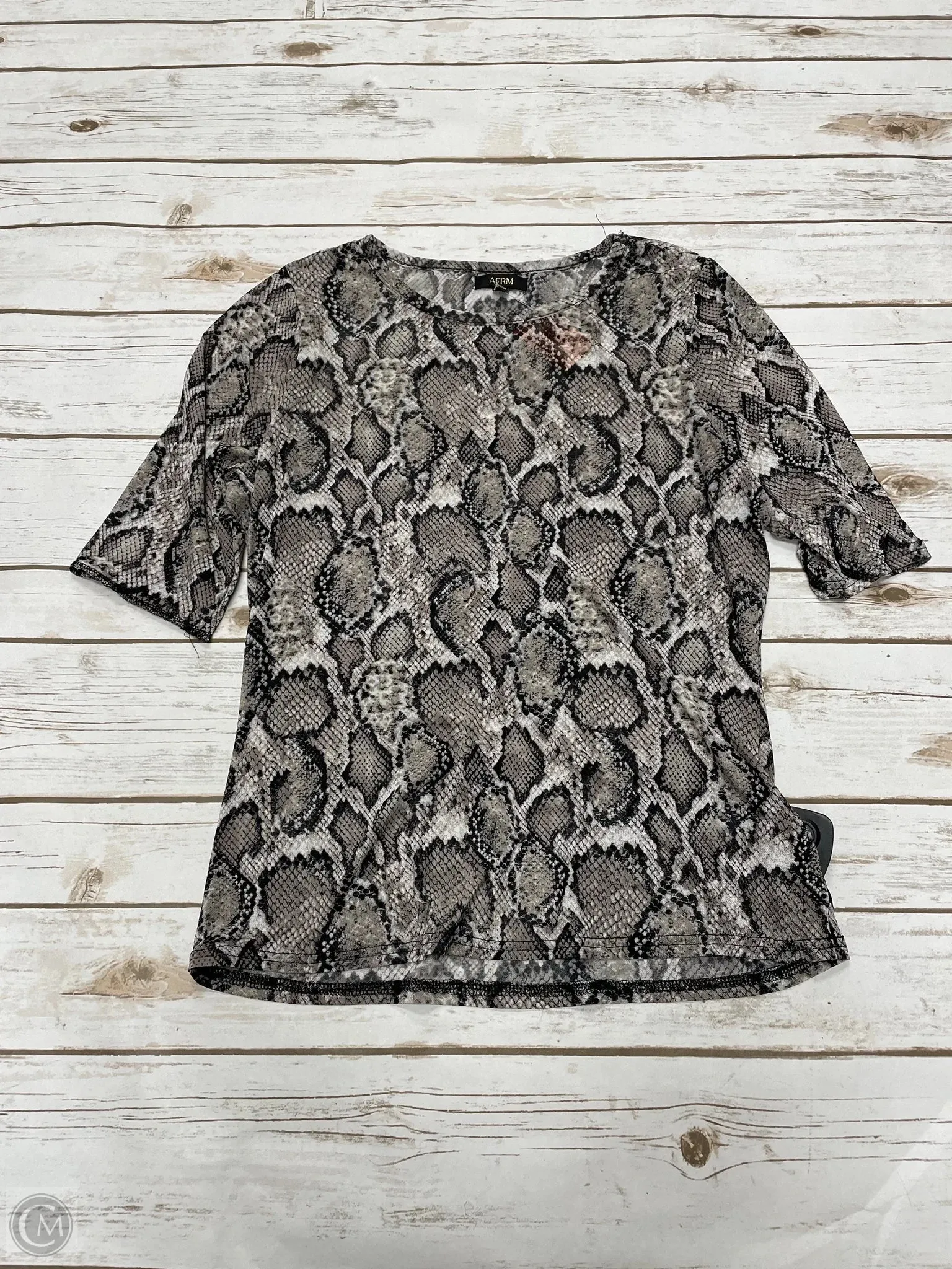 Top Short Sleeve By Cme In Snakeskin Print, Size: L