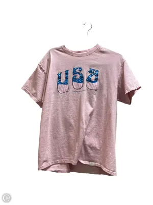 Top Short Sleeve By Simply Southern In Pink, Size: L