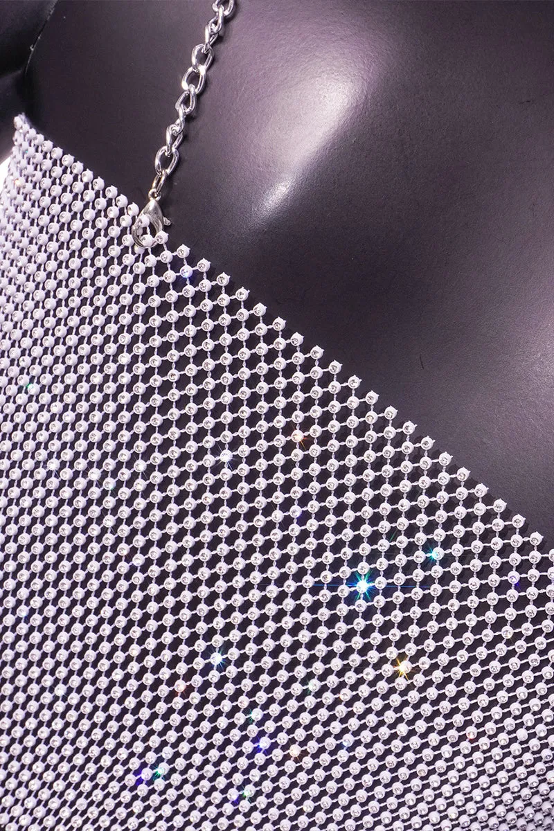 TR3033 Fishnet Rhinestones Bra Top