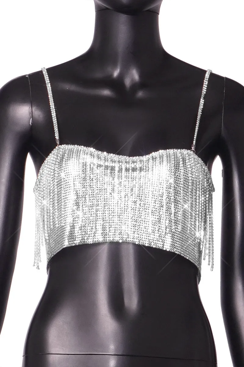 TR3040 Rhinestones Tassels Camis