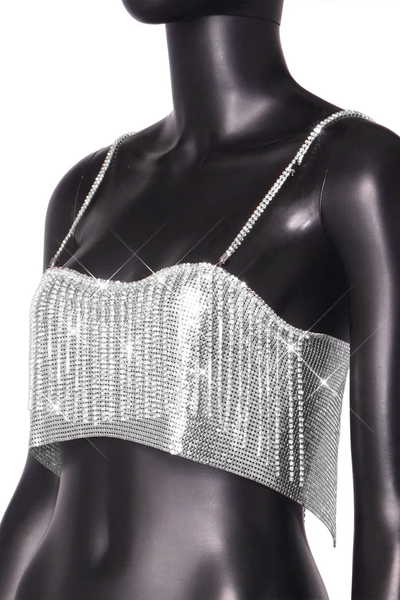 TR3040 Rhinestones Tassels Camis