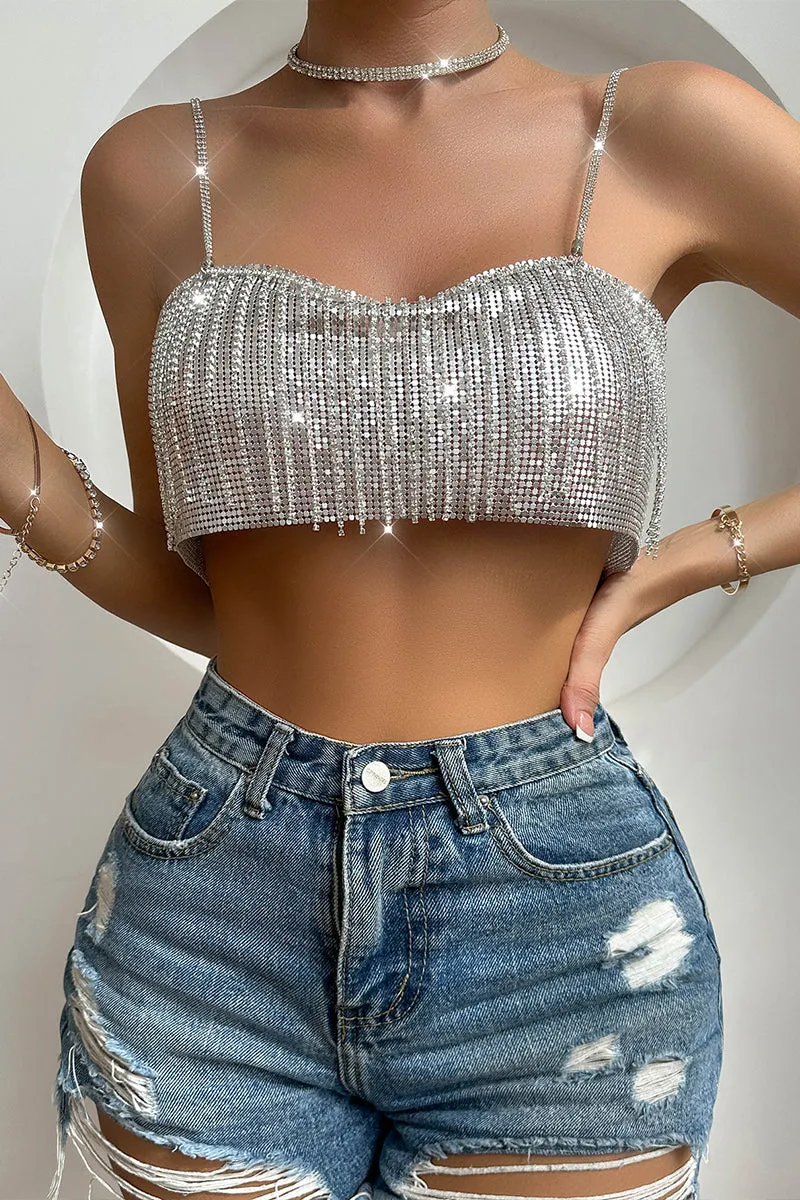 TR3040 Rhinestones Tassels Camis