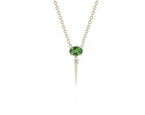 Tsavorite & Diamond Drop Necklace-Yellow Gold