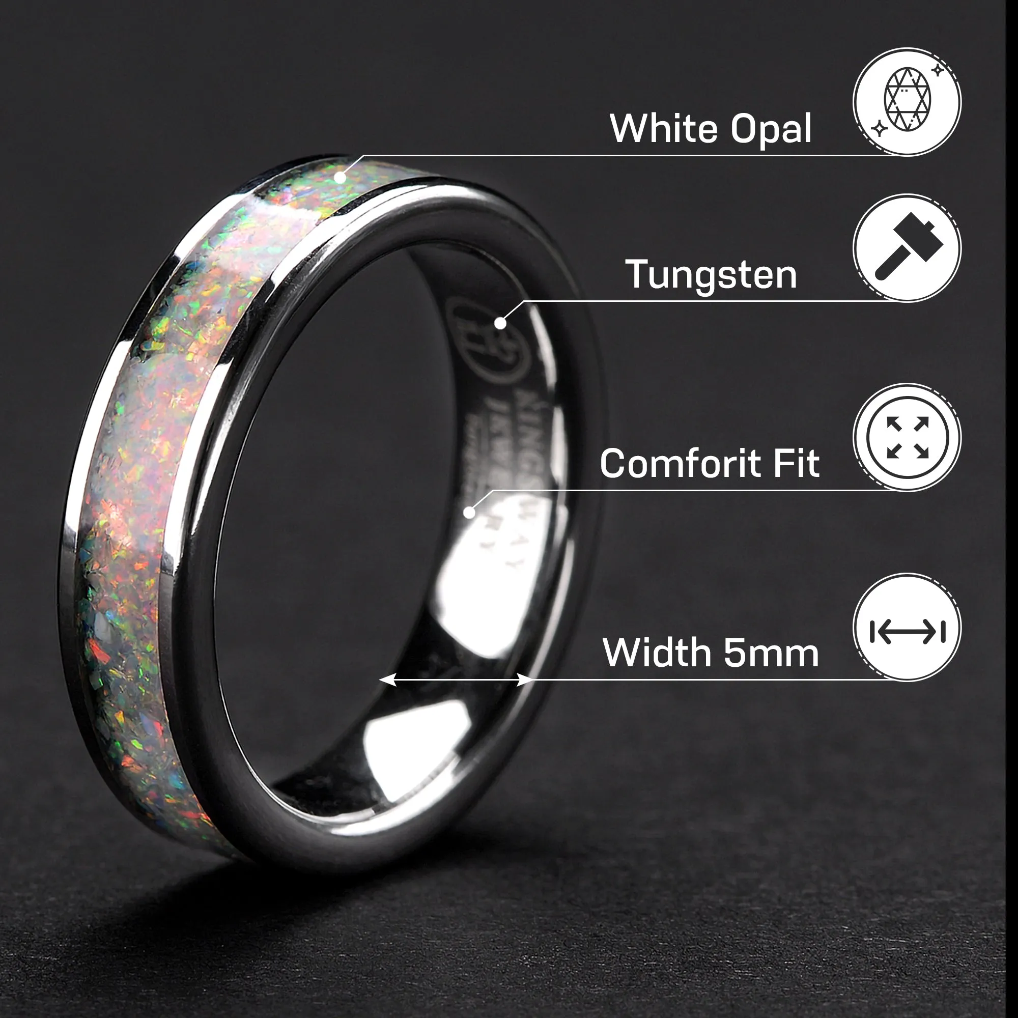 Tungsten Ring Wedding Band for Women - 5mm