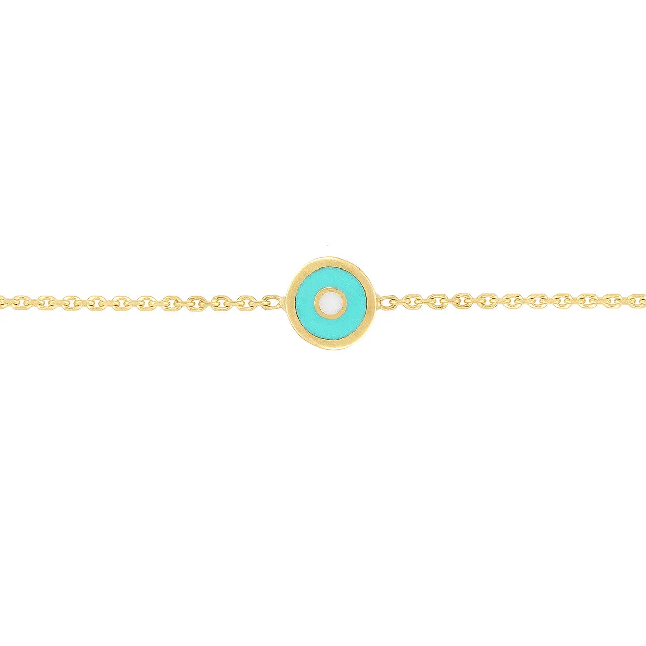 Turquoise Enamel Round Evil Eye Station Bracelet