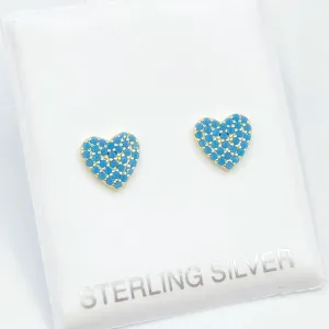 Turquoise Pave Heart Screwbacks
