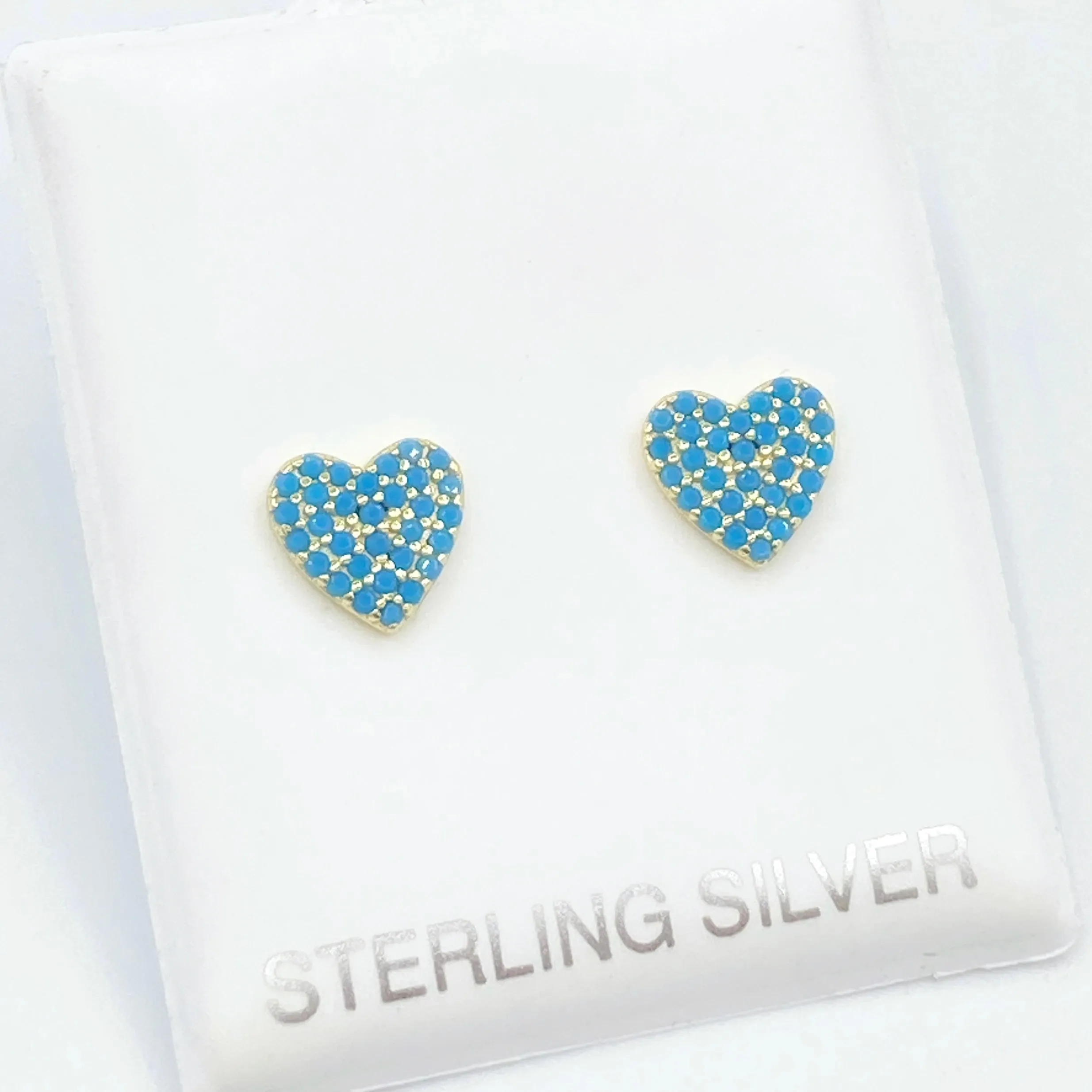 Turquoise Pave Heart Screwbacks