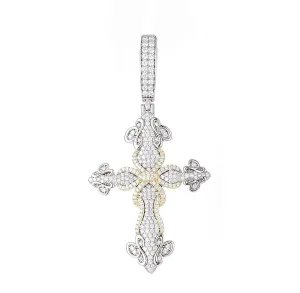 Two Tone Lab-Created Moissanite Sword of Thorns Cross Pendant Charm - M400149-cross