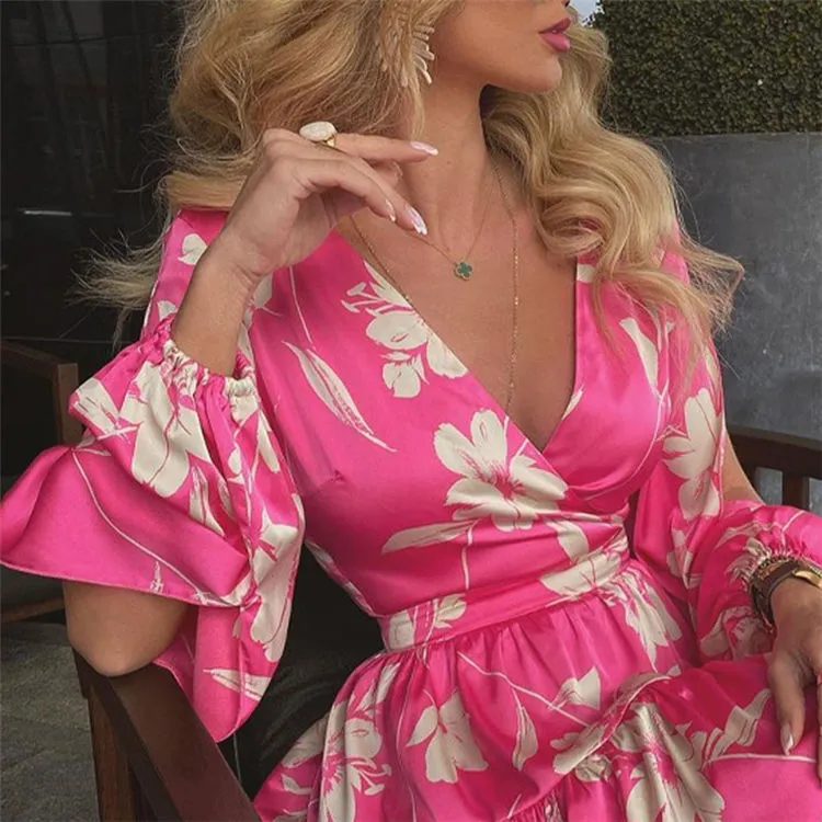 V Neck Print dresses