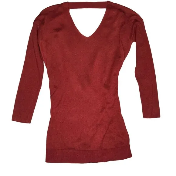 VIMMIA Women's Small Shavasana Reversible Sweater Burgundy Maroon