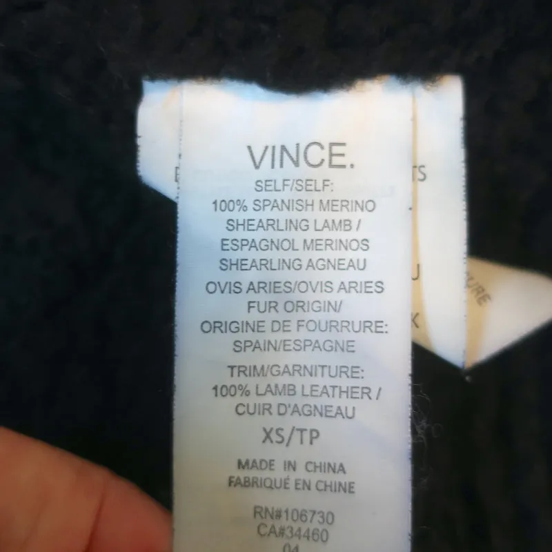 Vince Shearling Vest Navy & Black Size Extra Small