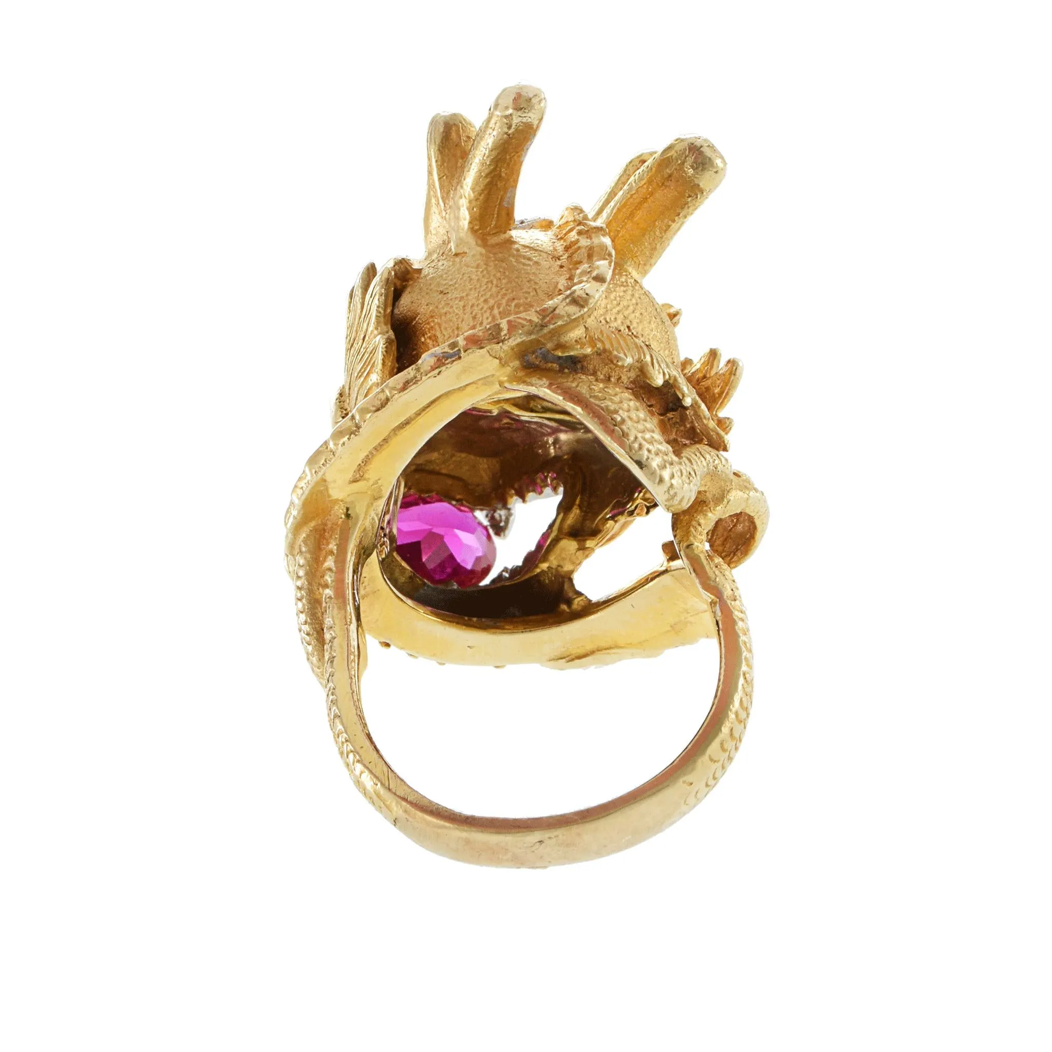 Vintage 18KT Yellow Gold Rare Dragon Head Ring