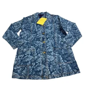Vintage Denim &amp; Co. Women's Leaf Print Button Up Shirt Jacket Small Blue NEW