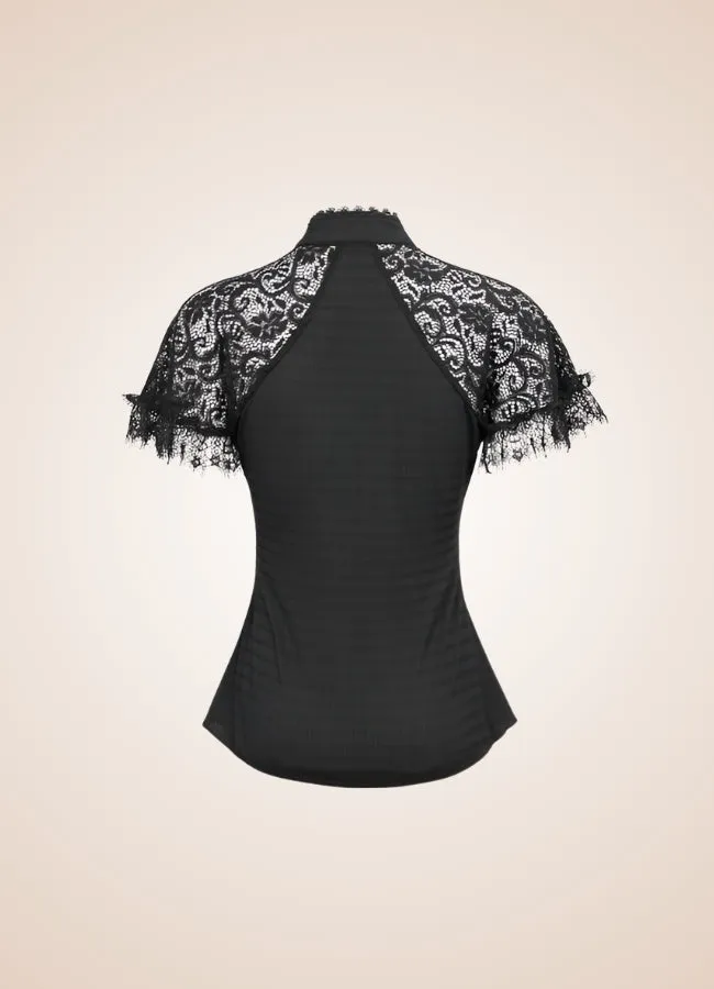 Vintage Gothic High Collar Shirt