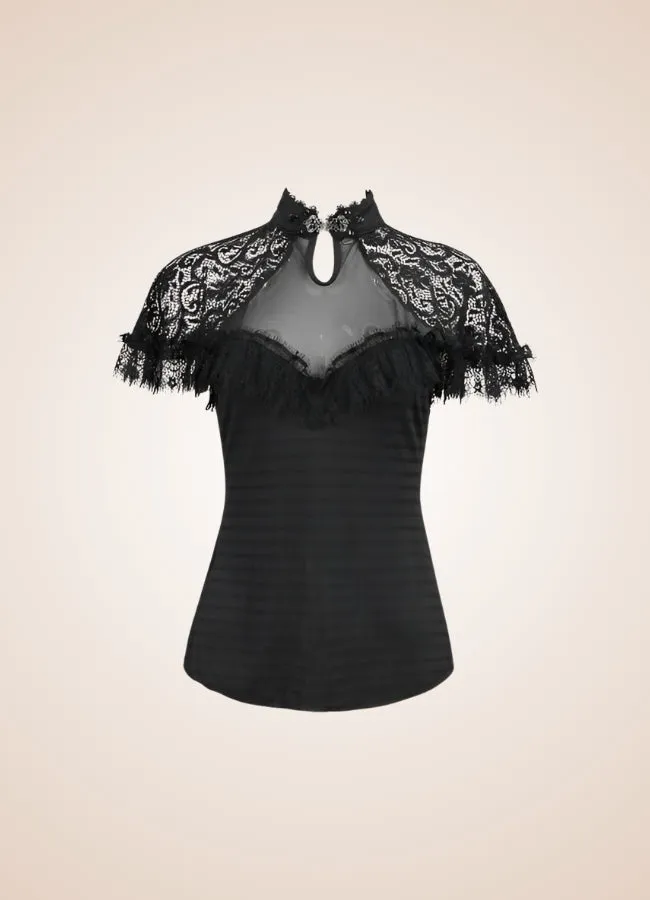 Vintage Gothic High Collar Shirt
