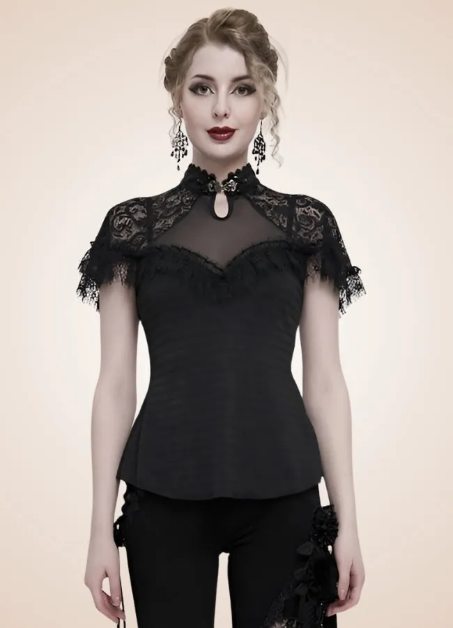 Vintage Gothic High Collar Shirt
