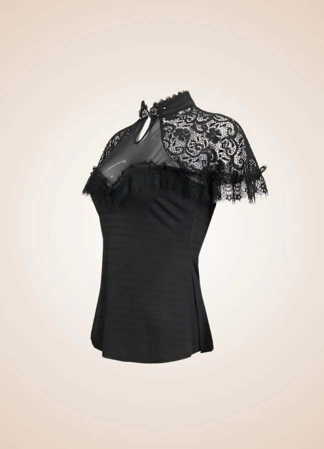Vintage Gothic High Collar Shirt