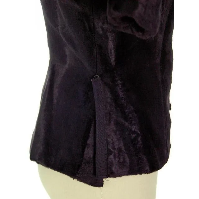 Vintage Jacket/Top Navy Blue Velour 1940s Tight Fitting