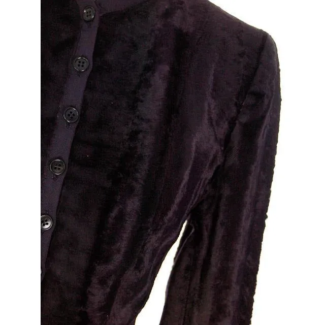 Vintage Jacket/Top Navy Blue Velour 1940s Tight Fitting