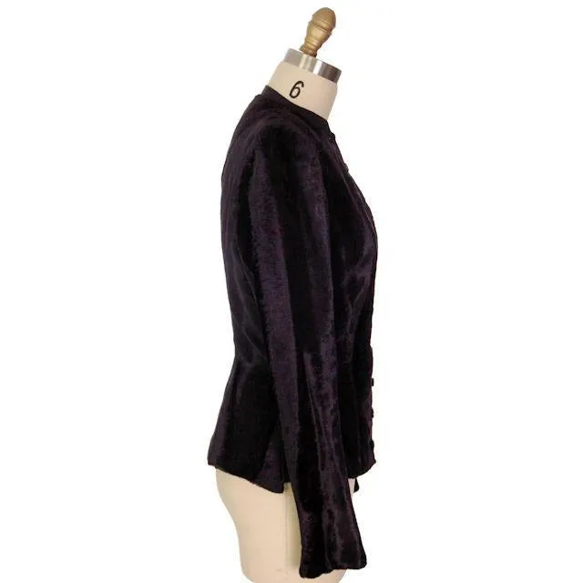 Vintage Jacket/Top Navy Blue Velour 1940s Tight Fitting