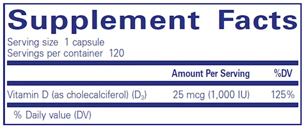 Vitamin D3 1,000 IU - CAPSULES