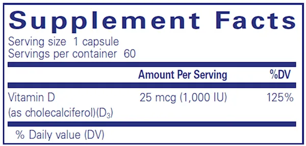 Vitamin D3 1,000 IU - CAPSULES