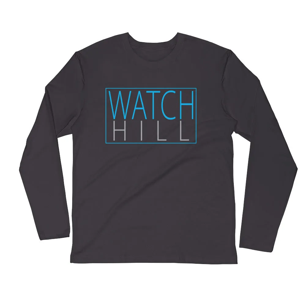 Watch Hill Rectangular Logo Premium Long Sleeve Fitted Crew (Cyan/Grey)