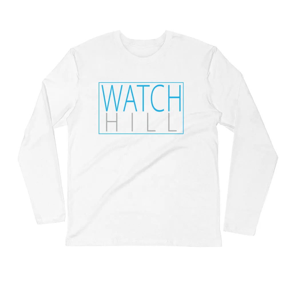 Watch Hill Rectangular Logo Premium Long Sleeve Fitted Crew (Cyan/Grey)