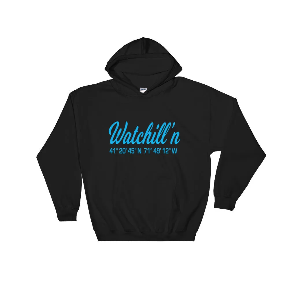 Watchill'n 'Coordinates' Logo - Hoodie (Cyan)