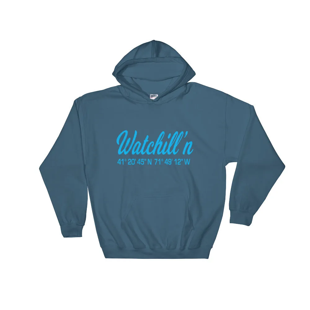 Watchill'n 'Coordinates' Logo - Hoodie (Cyan)