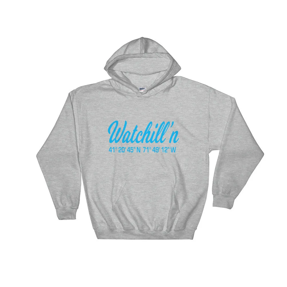 Watchill'n 'Coordinates' Logo - Hoodie (Cyan)