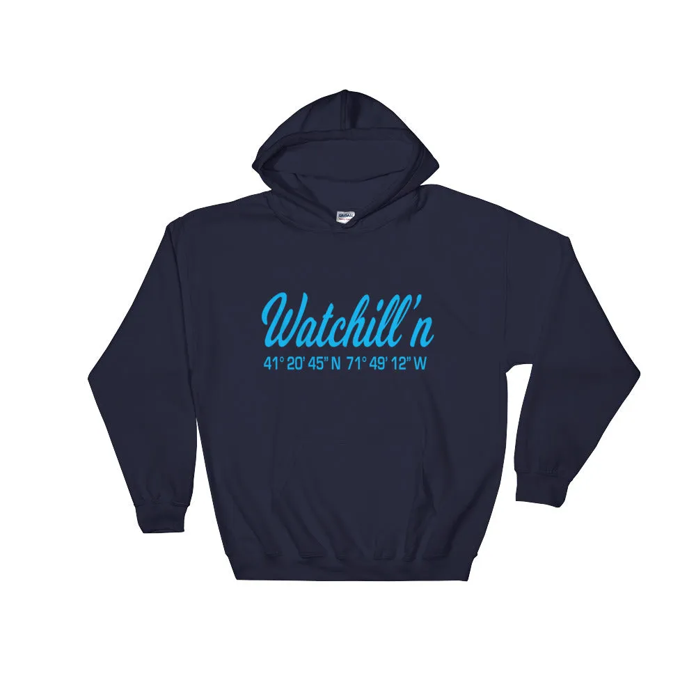 Watchill'n 'Coordinates' Logo - Hoodie (Cyan)