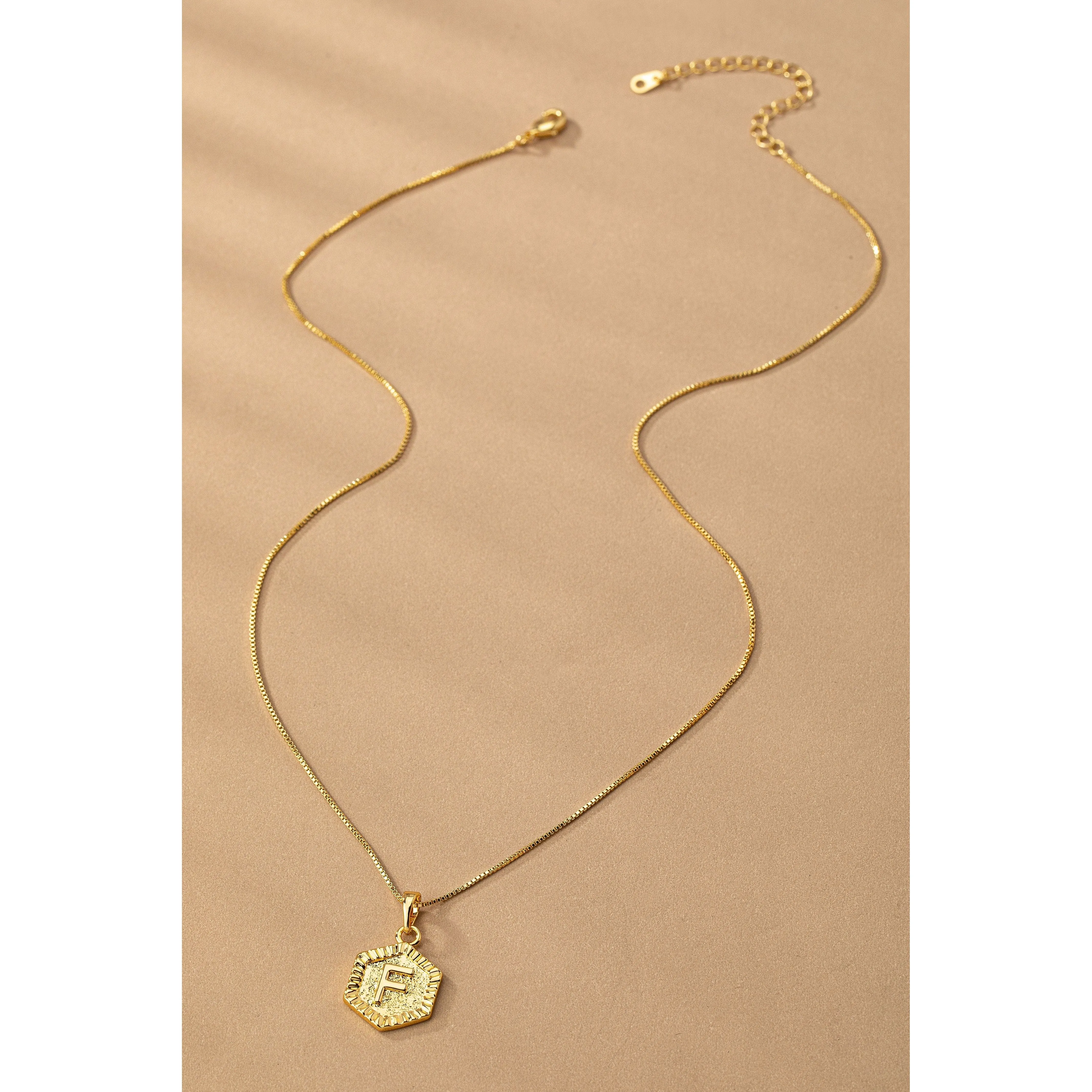 Water Proof Hexagon Brass Initial Letter Pendant