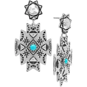 Western Concho Gemstone Aztec Earring