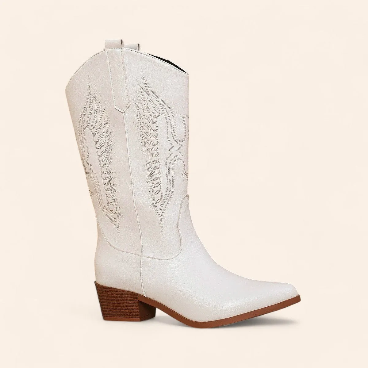 White cowboy boots with bird embroidery - N°117