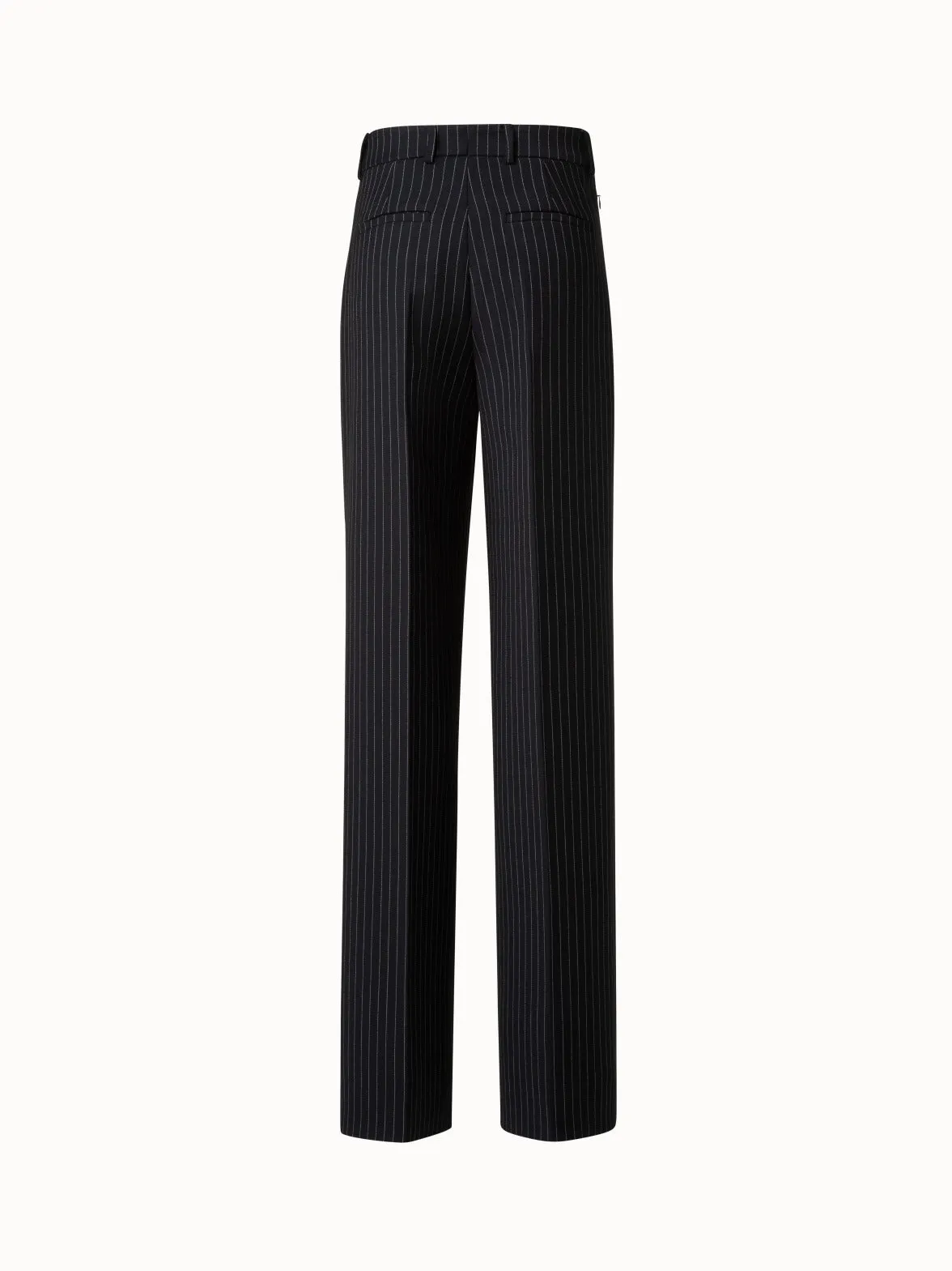 Wide Wool Double-Face Pants with Pinstripes