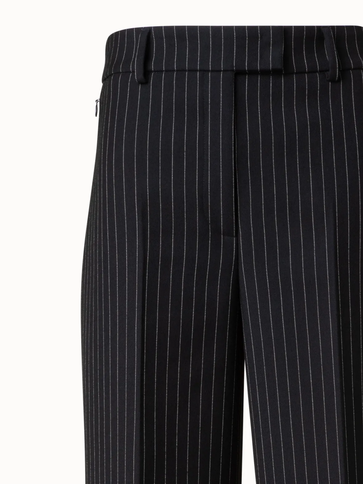 Wide Wool Double-Face Pants with Pinstripes