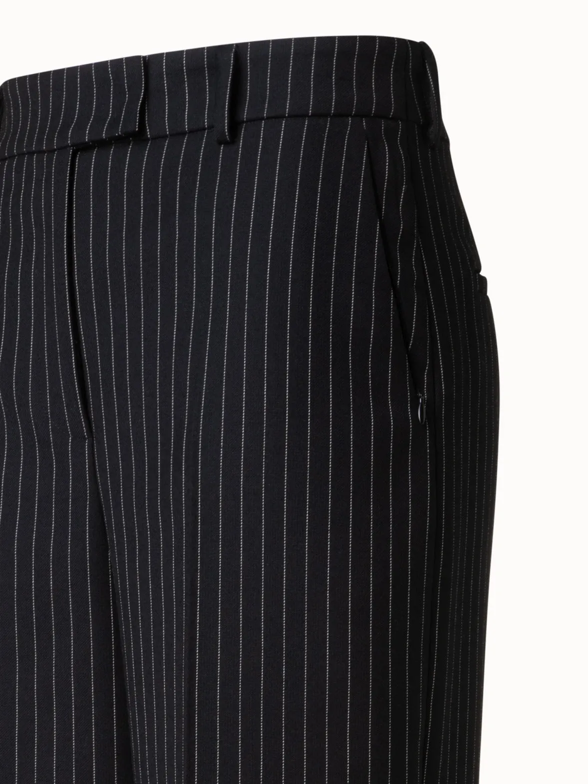Wide Wool Double-Face Pants with Pinstripes