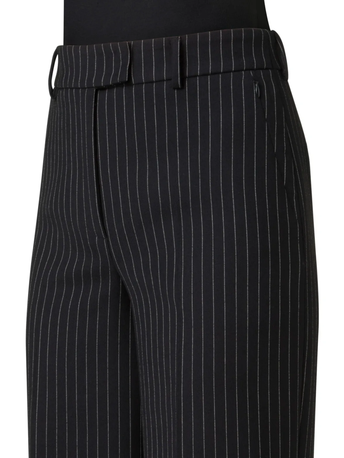 Wide Wool Double-Face Pants with Pinstripes