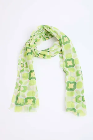 Women Green Print Scarf