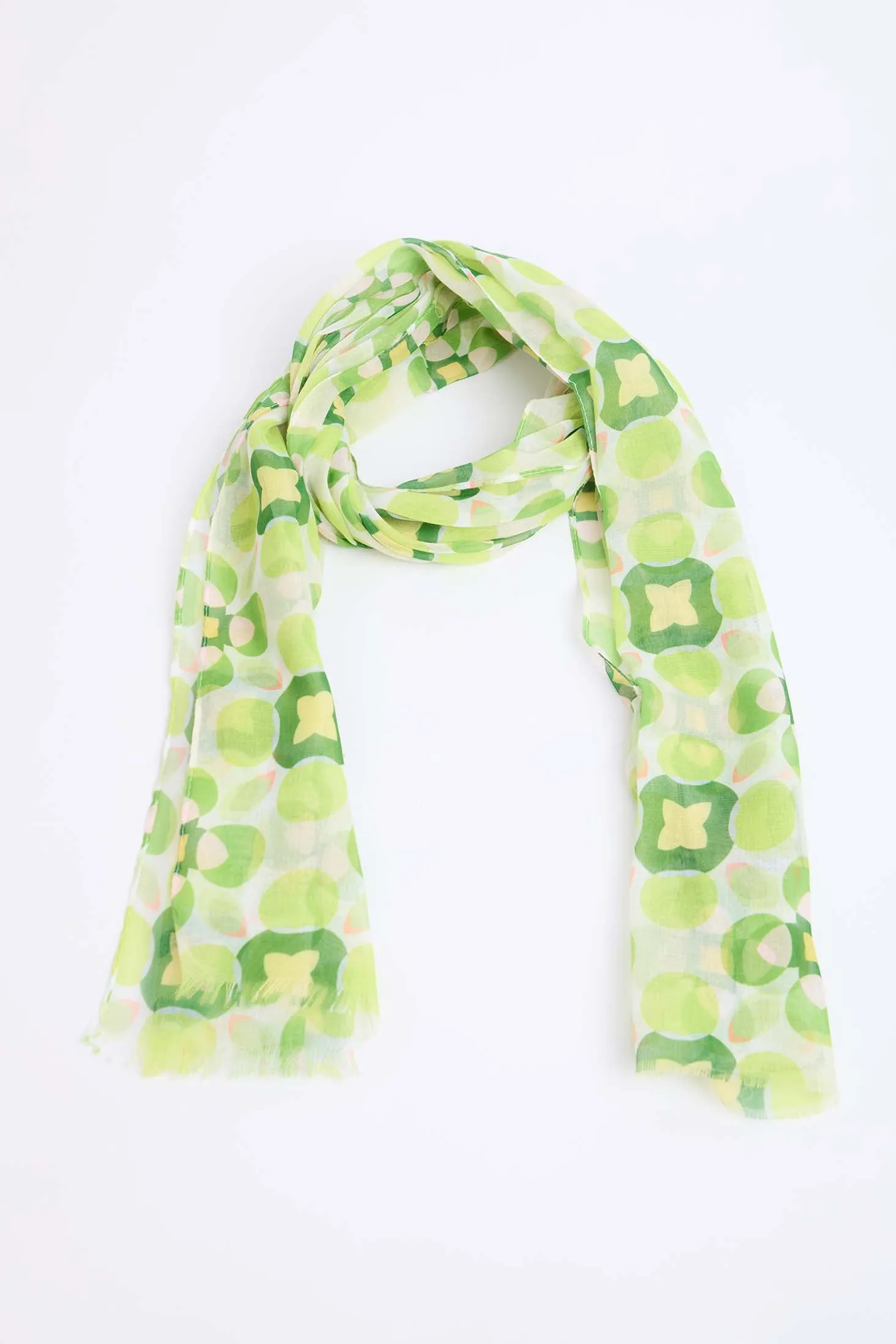 Women Green Print Scarf