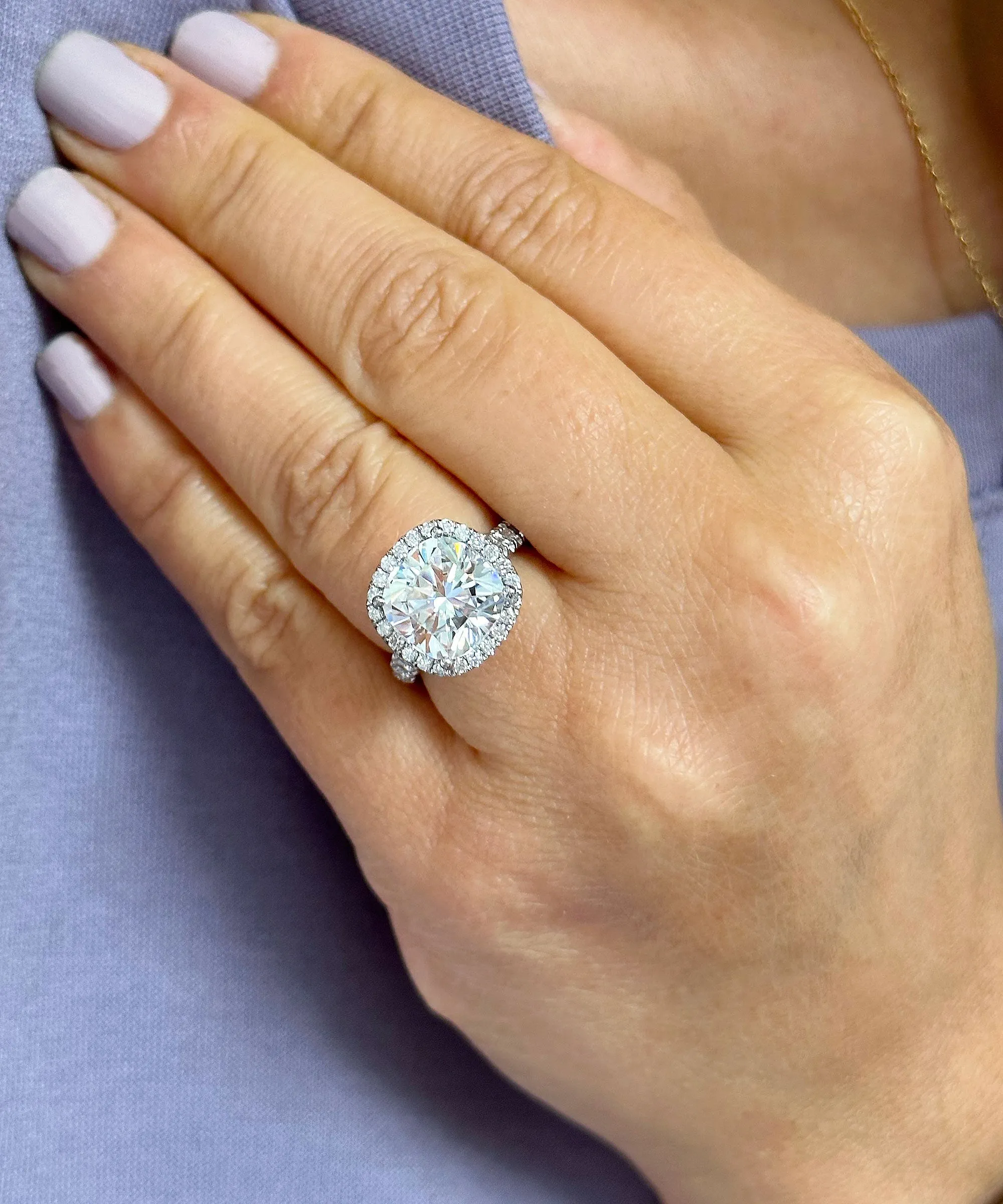 Women's 14k Solid White Gold Cushion Cut Moissanite And Natural Diamond Engagement Ring Bridal Wedding Halo 6.50Ctw