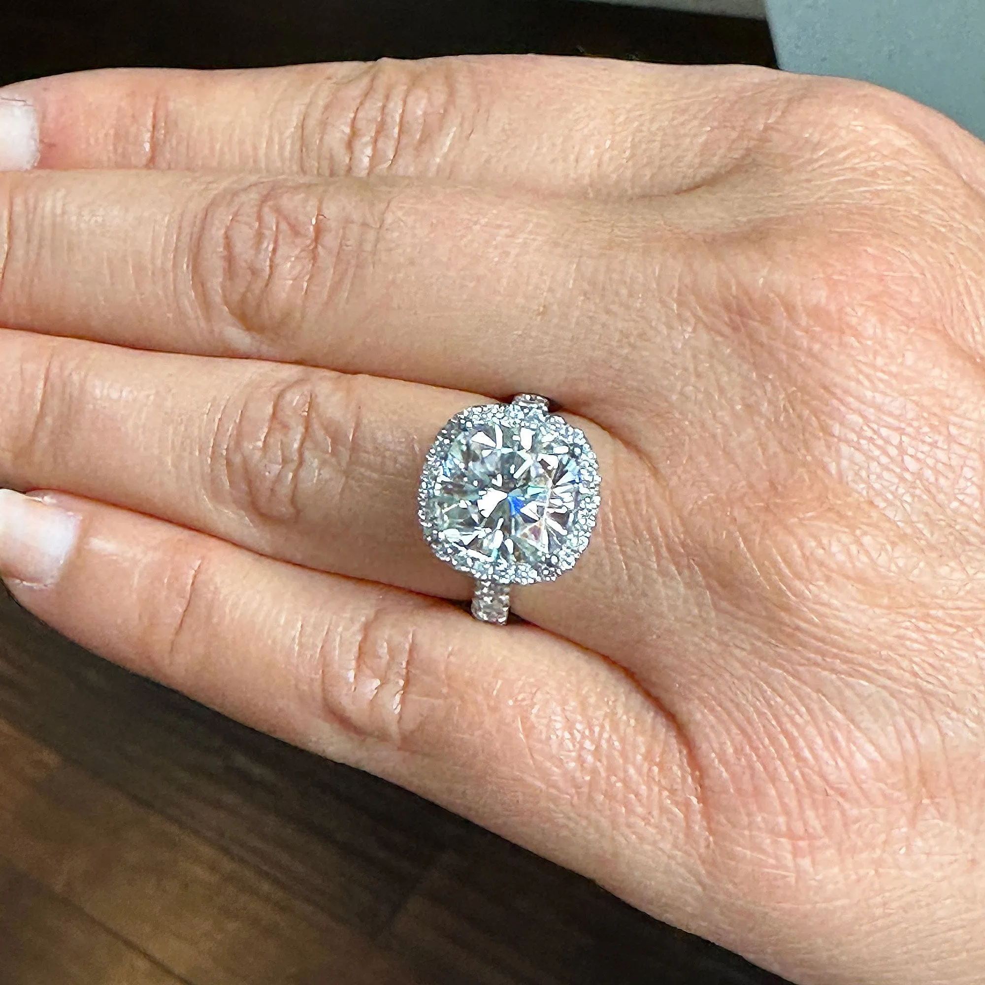 Women's 14k Solid White Gold Cushion Cut Moissanite And Natural Diamond Engagement Ring Bridal Wedding Halo 6.50Ctw